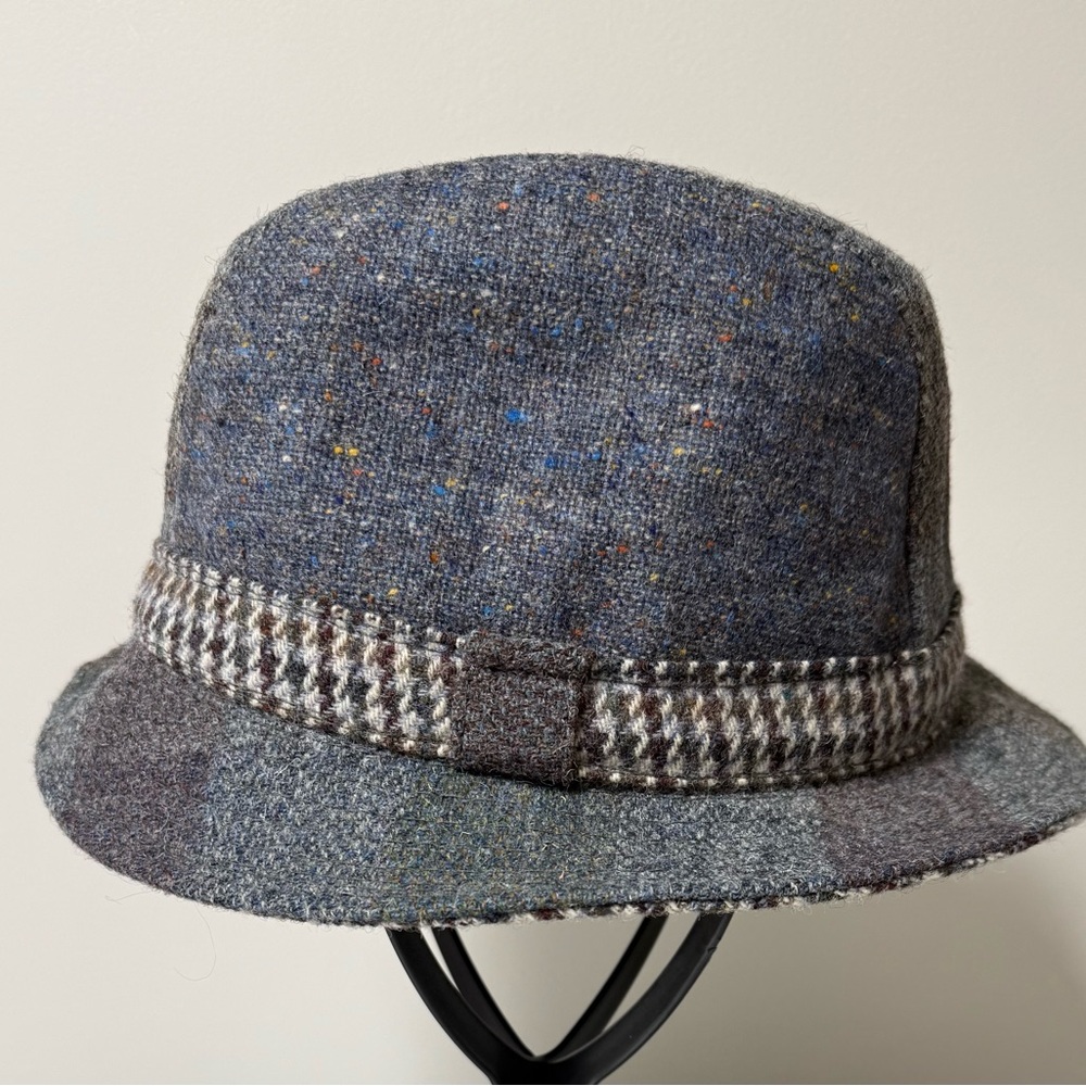 Vintage Donegal Shandon Headwear two tone Brown Gray Tweed Wool Hat size 7 5/8